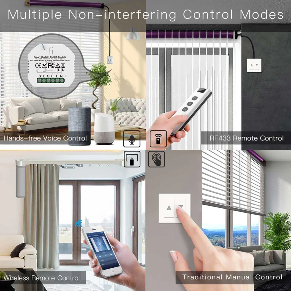 Modulo Tapparelle WIFI 2.4G + RF 433MHz, TUYA, Smart Life, 2A, AC 90-250V, 50/60HZ, 500W, 52X47X18mm, IP20, SH108WR SH108 - Image 3