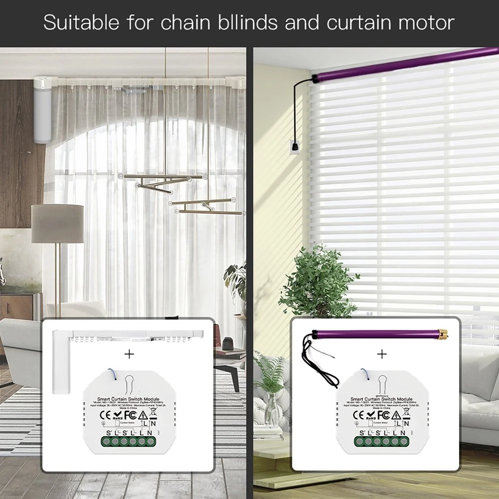 Modulo Tapparelle ZigBee 3.0 + RF 433MHz, TUYA, Smart Life, 2A, AC 90-250V, 50/60HZ, 500W, 52X47X18mm, IP20, SHZ108ZR - Image 2