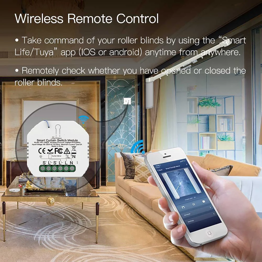 Modulo Tapparelle ZigBee 3.0 + RF 433MHz, TUYA, Smart Life, 2A, AC 90-250V, 50/60HZ, 500W, 52X47X18mm, IP20, SHZ108ZR - Image 6