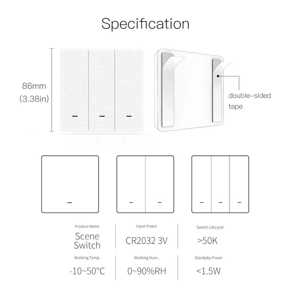 Telecomando Interruttore Protocollo ZigBee 3.0, 3 Tasti, TUYA, Smart Life 3V Con Pile CR2032, Bianco - Image 4