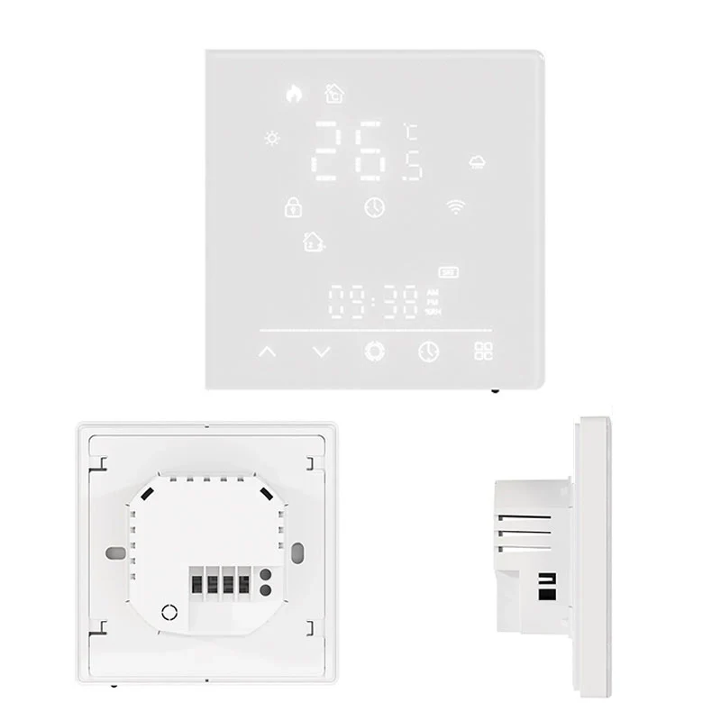 Termostato Matter WIFI 2.4G TUYA, Smart Life, Apple Home, Google Home, Alexa, Samsung SmartThings Riscaldamento Pavimento Con Acqua Bianco 5A 95-240V IP20