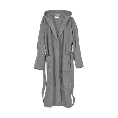 Accappatoio grigio 100% cotone taglia M con tasche cappuccio e cintura - Image 3