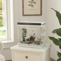 Acquario da 26 Litri con Filtro, Illuminazione a LED, Pompa dell'Acqua, per Diverse Specie di Pesci, circa 38 x 26 x 38 cm - Image 2
