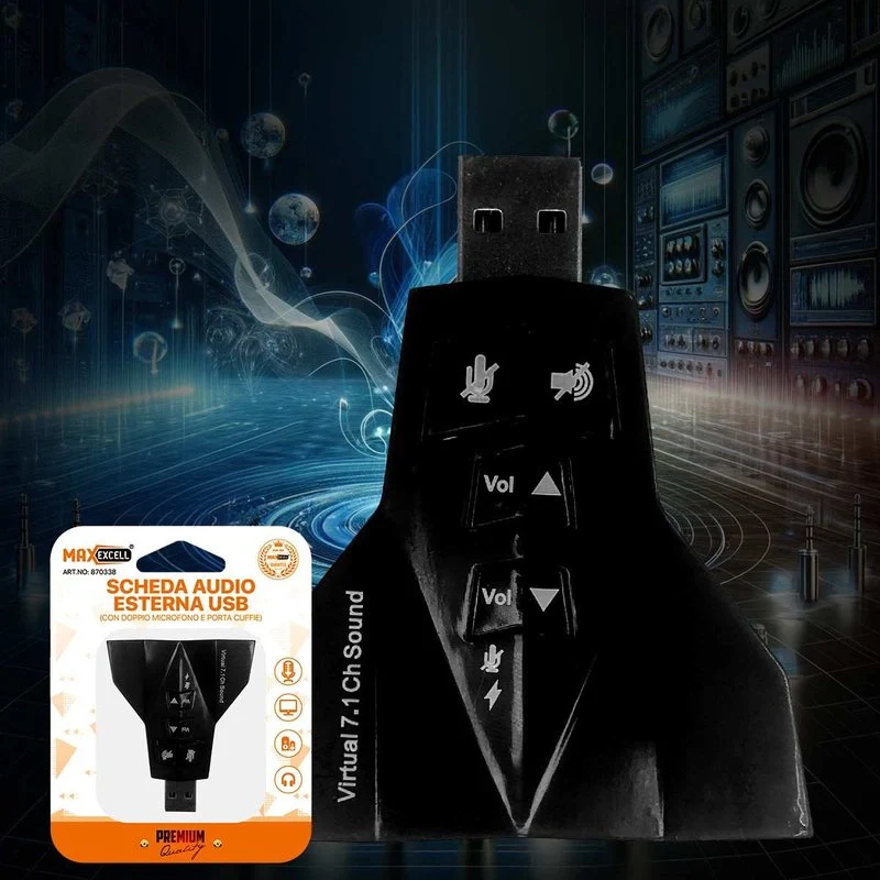 Adattatore Scheda Audio USB2.0 con Doppio Ingresso Jack 3.5mm per Cuffie e Microfono Regolabile Supporta 7.1 Audio Surround Compatibilità Universale - Image 3