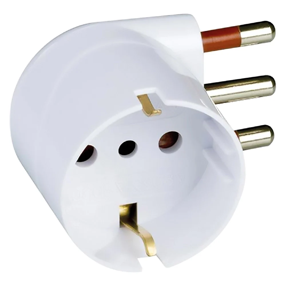 ADATTATORE SINGOLO SPINA 90  ° 'SALVASPAZIO' spina 2P + T 10A  - ROSI