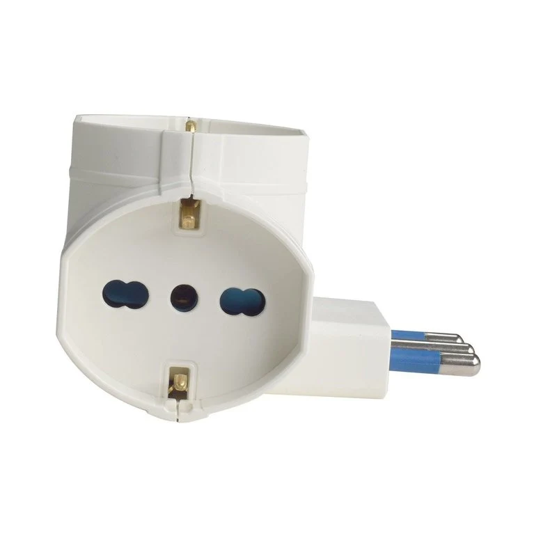 Adattatore Tripla Spina 16A con 3 Prese Universali Ita 10A/16A Schuko 16A 250V Max 1500W Bianco - Image 2