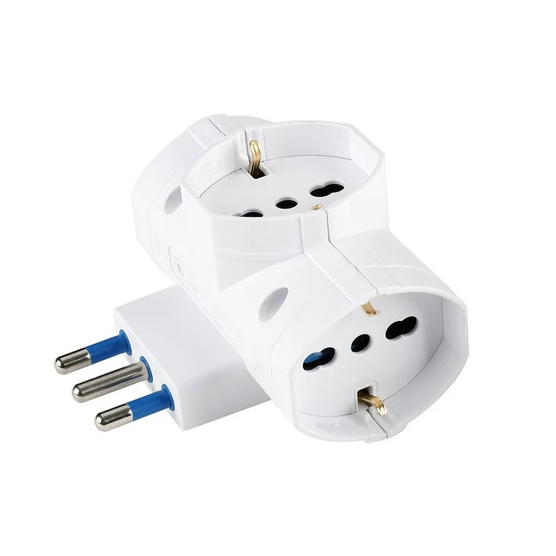 Adattatore Tripla Spina 16A con 3 Prese Universali Ita 10A/16A Schuko 16A 250V Max 1500W Bianco - Image 3
