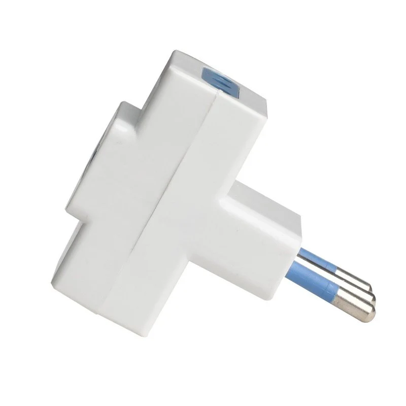 Adattatore Tripla Spina Elettrica 2P+T 10A con 3 Presa 10A 2P+T 250V Max 1500W Bianco