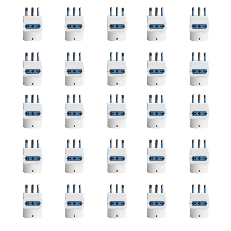 Adattatore Tripla Spina Elettrica 2P+T 16A con 2 Presa Bipasso 10A/16A 2P+T e 1 Presa Ita 10A / Schuko 16A 250V Max 1500W Bianco