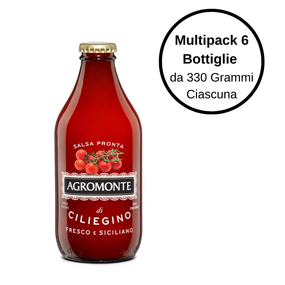 Agromonte salsa pronta di pomodorino ciliegino multipack 6 bottiglie da 330 grammi