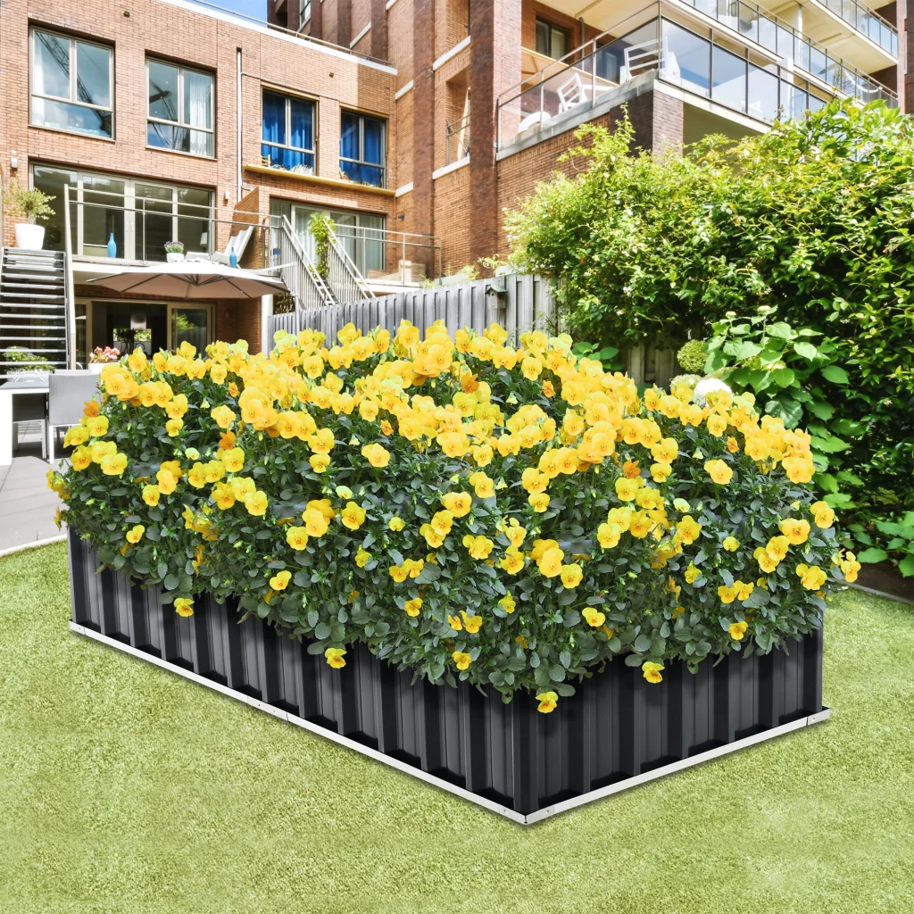 Aiuola Rialzata Zevenaar Bordatura Rettangolare in Acciaio Zincato 174x90x30 cm - Antracite [en.casa] - Image 2