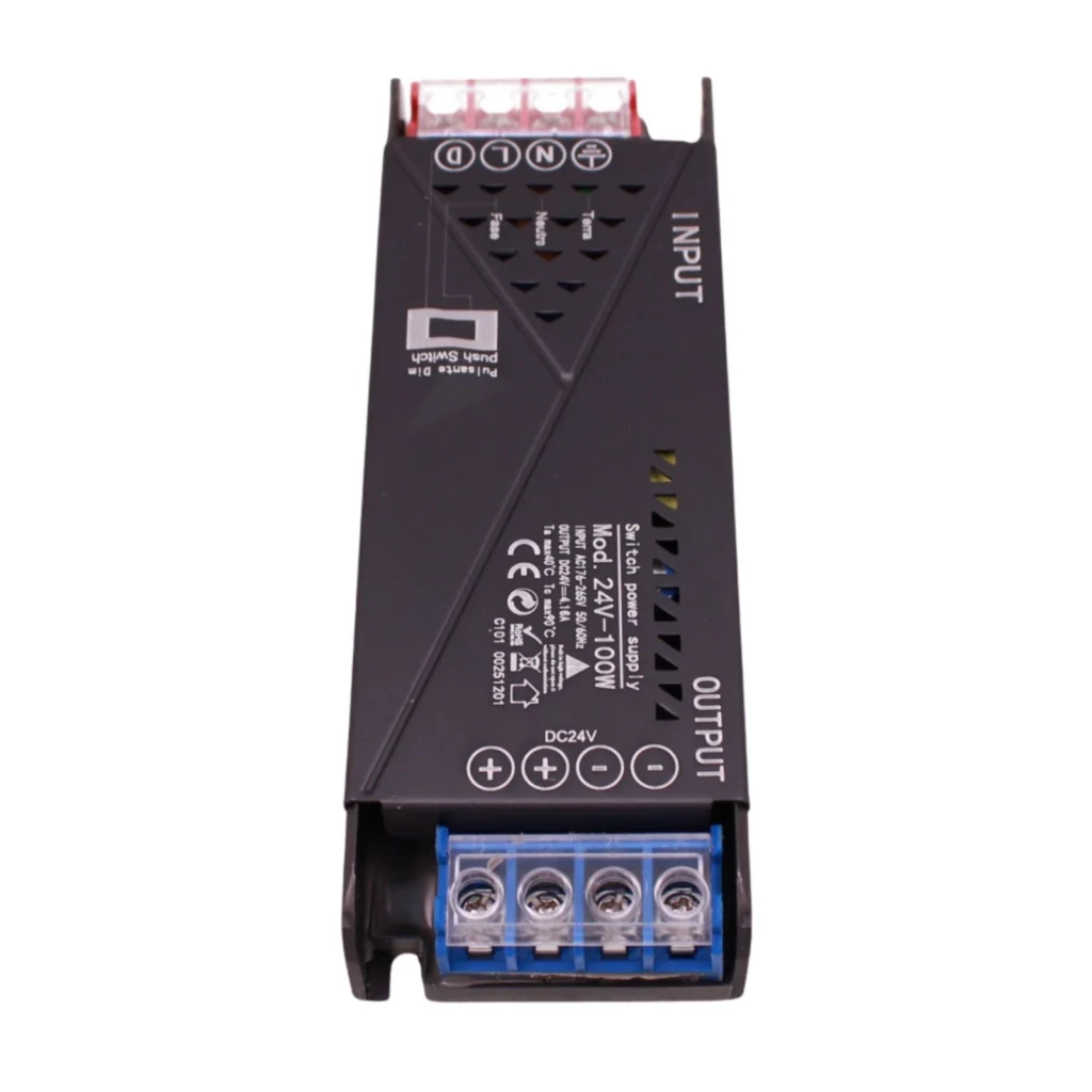 Alimentatore Trasformatore 24V Push Dimmer, Dimmerabile Con Pulsante NO (10-100%), Memoria Dopo Blackout, Spegnimento Soft, 2 Uscite, Input 220V IP20, Disponibili 100W 200W 300W 400W (100W) - Image 3