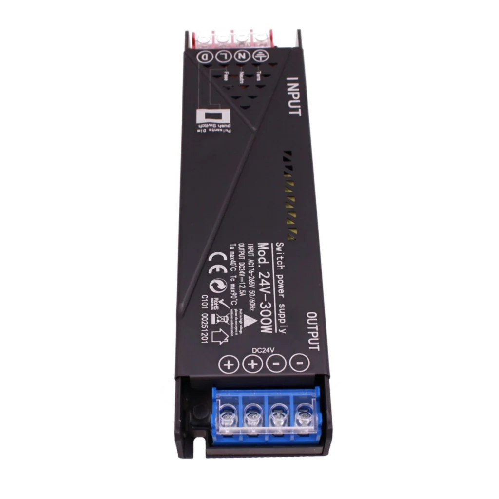 Alimentatore Trasformatore 24V Push Dimmer, Dimmerabile Con Pulsante NO (10-100%), Memoria Dopo Blackout, Spegnimento Soft, 2 Uscite, Input 220V IP20, Disponibili 100W 200W 300W 400W (300W) - Image 3