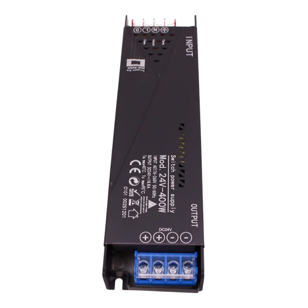 Alimentatore Trasformatore 24V Push Dimmer, Dimmerabile Con Pulsante NO (10-100%), Memoria Dopo Blackout, Spegnimento Soft, 2 Uscite, Input 220V IP20, Disponibili 100W 200W 300W 400W (400W) - Image 3