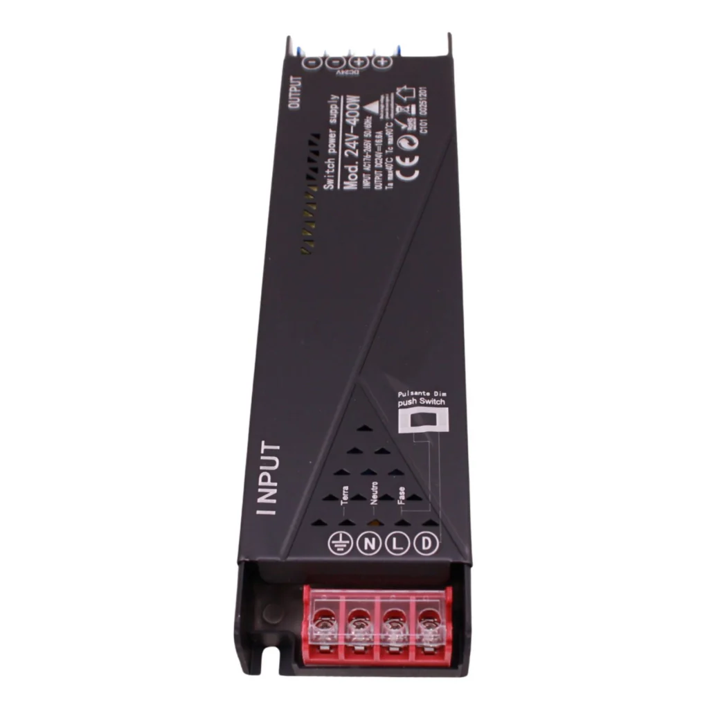 Alimentatore Trasformatore 24V Push Dimmer, Dimmerabile Con Pulsante NO (10-100%), Memoria Dopo Blackout, Spegnimento Soft, 2 Uscite, Input 220V IP20, Disponibili 100W 200W 300W 400W (400W) - Image 4
