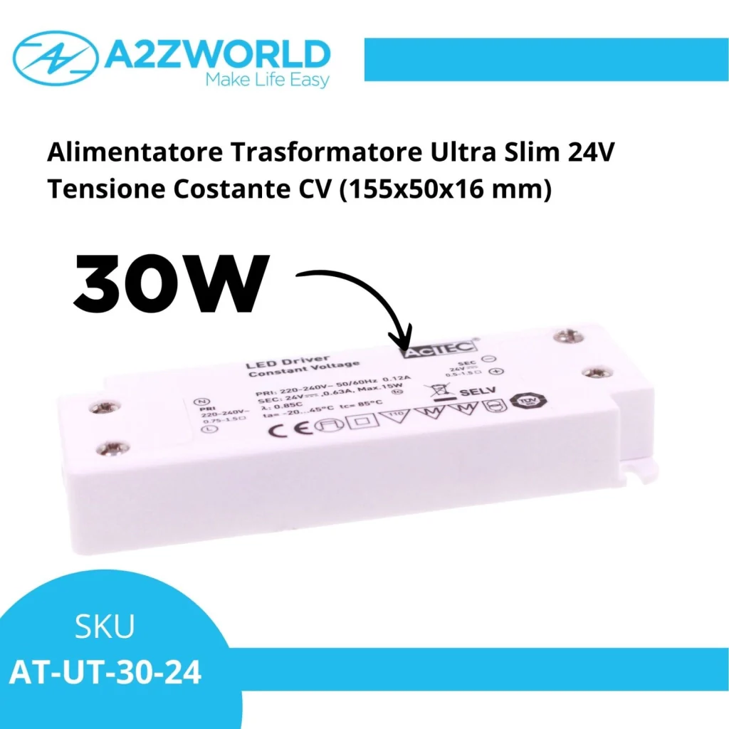 Alimentatore Trasformatore Ultra Slim 24V Tensione Costante CV (30W) - Image 2