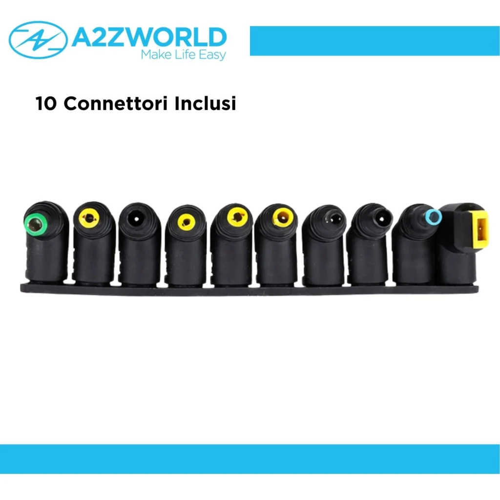 Alimentatore Universale Laptop 65W, Output 15–20V 3.25A, 10 Connettori - Image 3