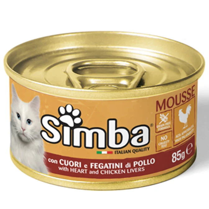 ALIMENTO PER GATTI 'MOUSSE' cuore e fegatini di pollo - gr 85- 24 pezzi  - MONGE