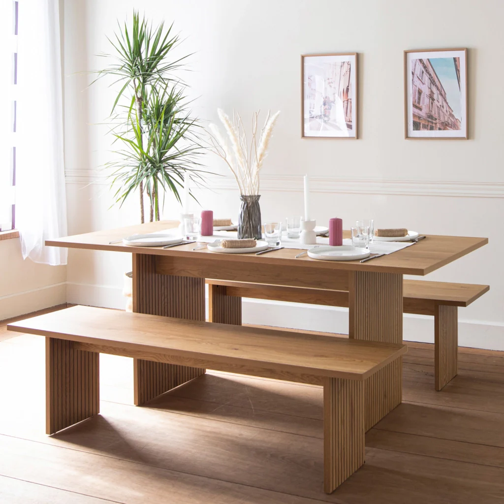 ALMASet di tavolo e 2 panche in stile scandinavo da 180 cm - Image 2