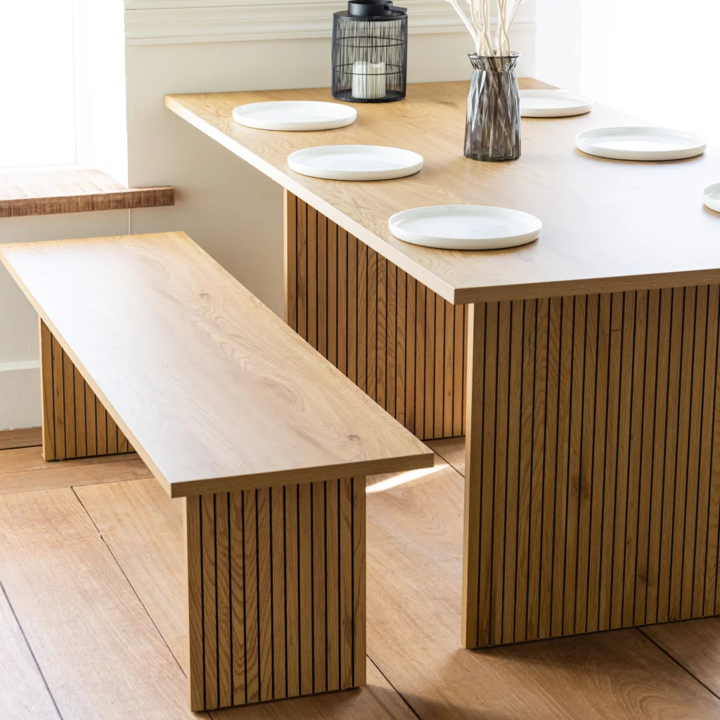 ALMASet di tavolo e 2 panche in stile scandinavo da 180 cm - Image 3