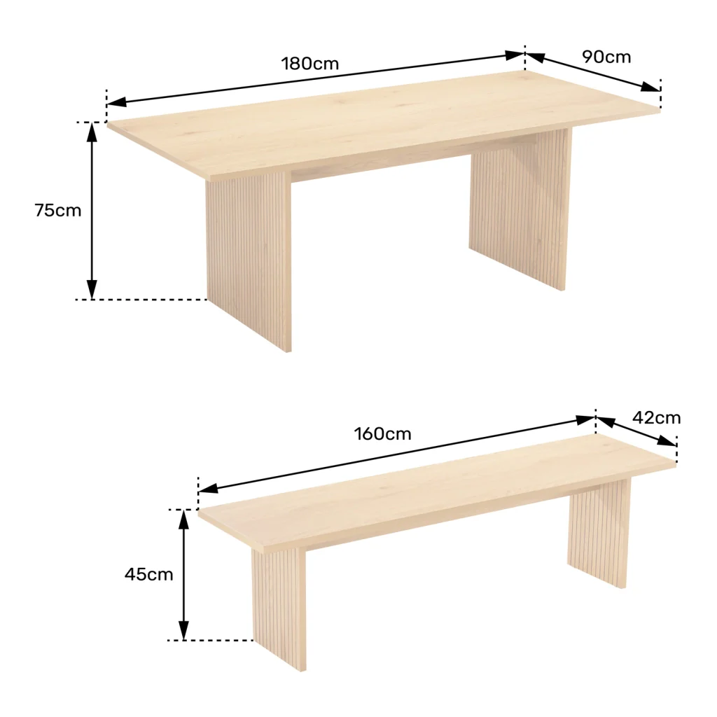 ALMASet di tavolo e 2 panche in stile scandinavo da 180 cm - Image 8