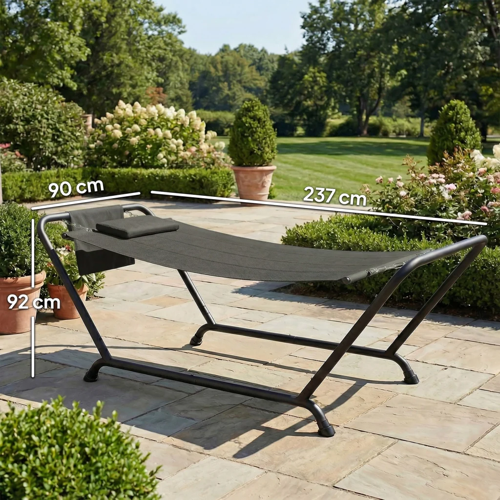 Amaca completa di telaio metallico 237x90cm tasca laterale carico massimo 150kg - Image 3