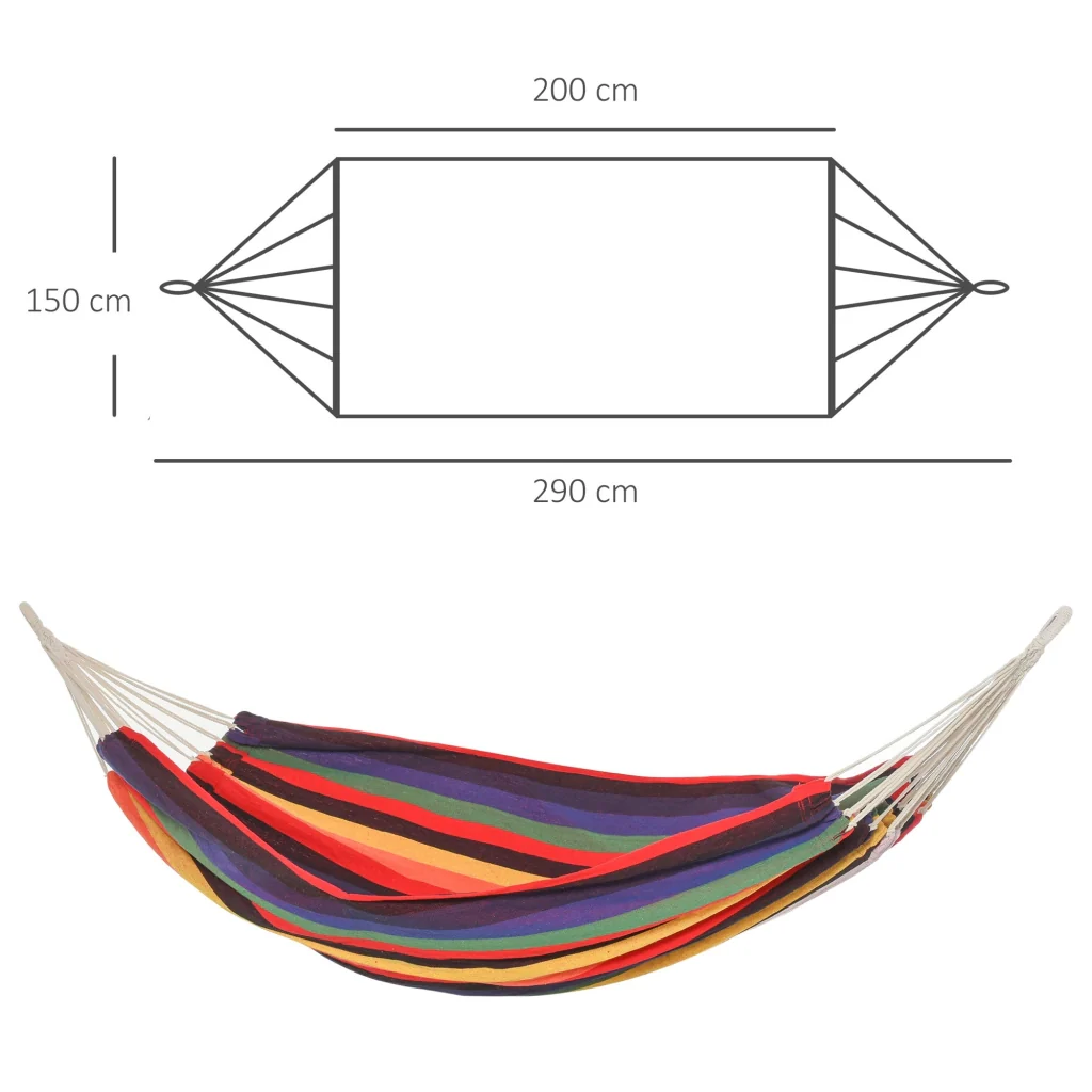 Amaca da Giardino 2x1,5m in Cotone e Poliestere Multicolore - Image 3