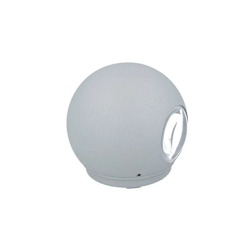 Applique Lampada LED da Muro Palla Sferica 6W 4000K Carcassa Grigia Doppio Fascio Luminoso IP65 SKU-8306 - Image 3