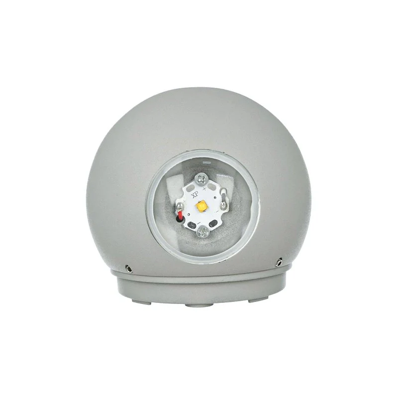 Applique Lampada LED da Muro Palla Sferica 6W 4000K Carcassa Grigia Doppio Fascio Luminoso IP65 SKU-8306 - Image 4