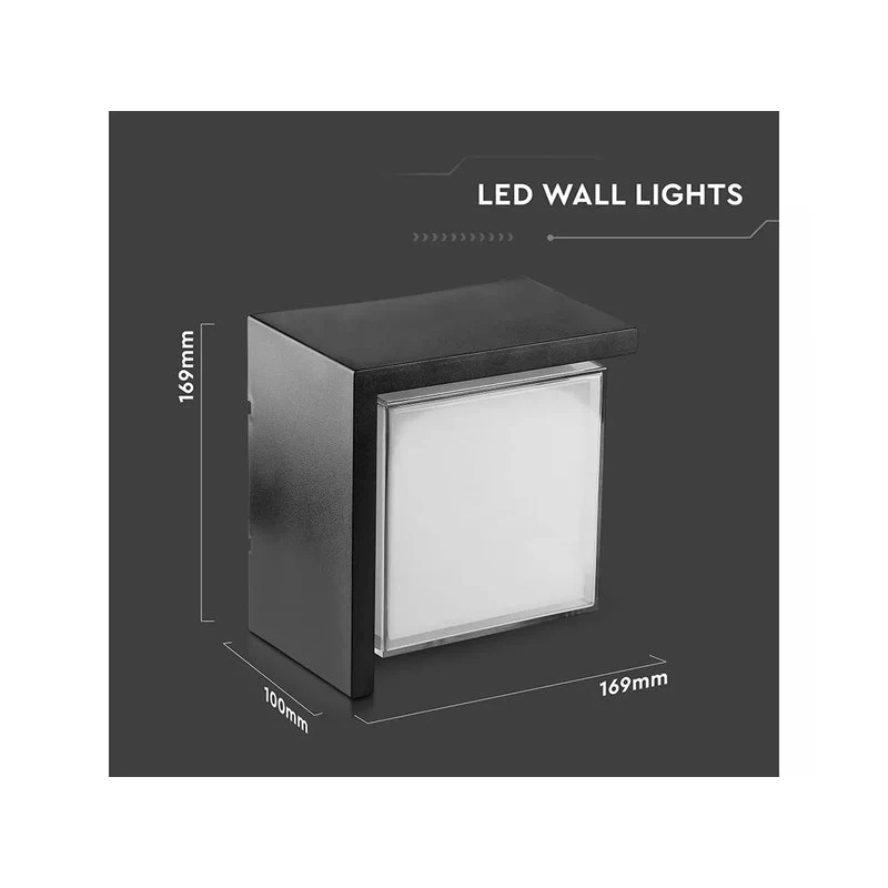 Applique Lampada Led Da Muro Parete Quadrato Neutro 4000K 12W Con Diffusore Semicoperto Colore Nero SKU-218540 - Image 3