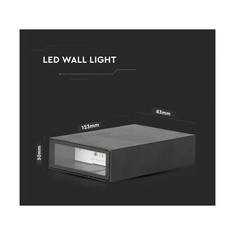 Applique Lampada LED da Muro Rettangolare 4W Colore Nero 6500K IP65 Esterno Up-Down SKU-218563 - Image 3