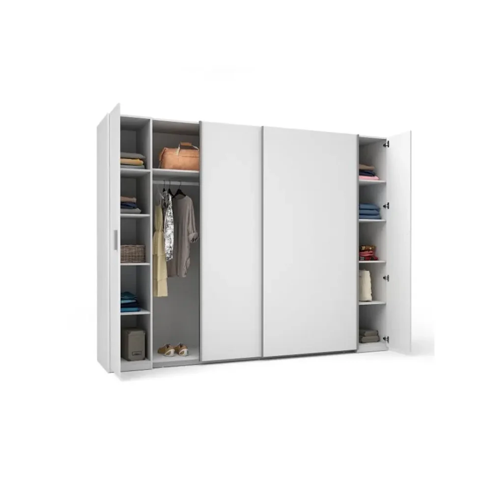 Armadio 4 porte STAR – Bianco – Con guardaroba integrato – L264 cm - Image 2