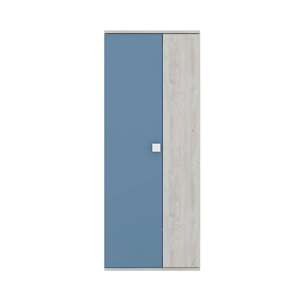 Armadio ad angolo 5 ante in colore bianco consumato e celeste - Image 4