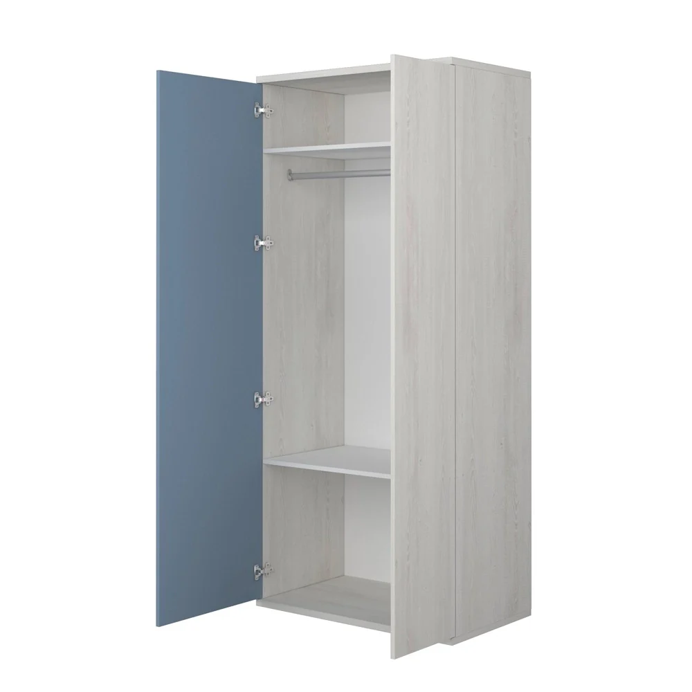 Armadio ad angolo 5 ante in colore bianco consumato e celeste - Image 6