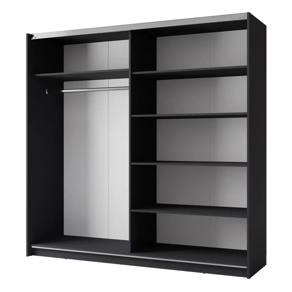 Armadio ARSALA 150 cm grigio grafite con specchio – 2 porte scorrevoli - Image 3