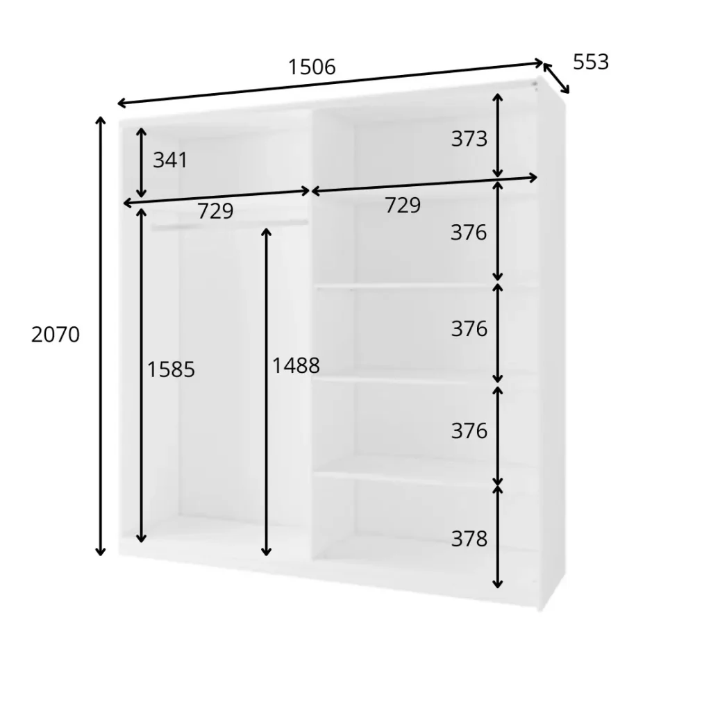 Armadio ARSALA 150 cm in quercia artigianale – 2 porte scorrevoli - Image 4