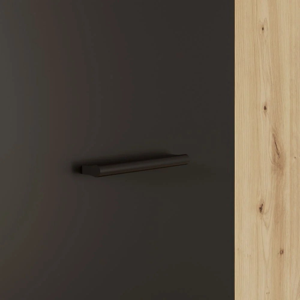 Armadio multiuso Teodoro 2 ante con ripiani struttura rovere e 1 anta nero - Image 3