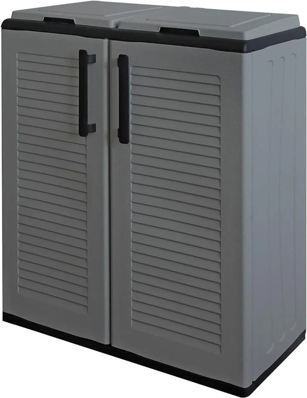 ARMADIO PATTUMIERA BASSO IN PLASTICA 2 SCOMPARTI DIMENSIONI 68X37X H 84 CM 200 LT