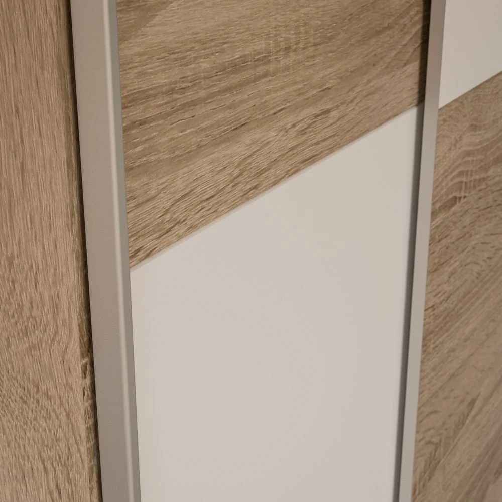 Armadio Zeno con 2 ante scorrevoli rovere e bianco e struttura rovere - Image 2