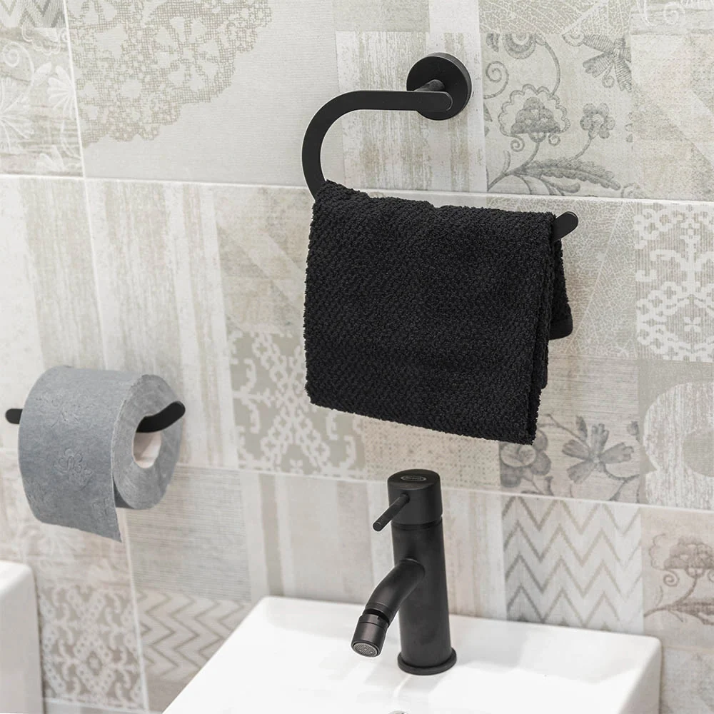 Asciugamani ospite per bagno 100% cotone nero 40x60 cm - Image 5
