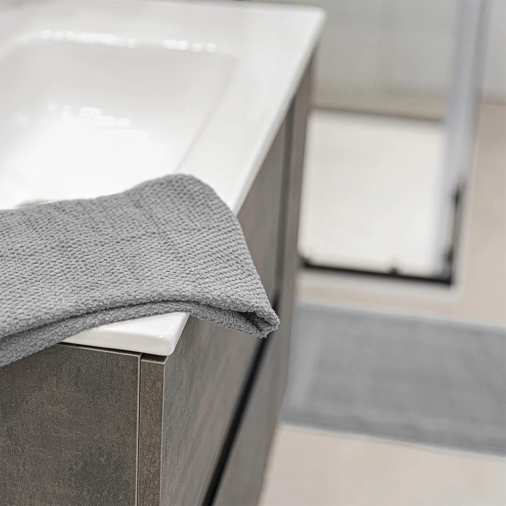 Asciugamani ospite per bagno 55x100 cm grigio in cotone 100% - Image 5