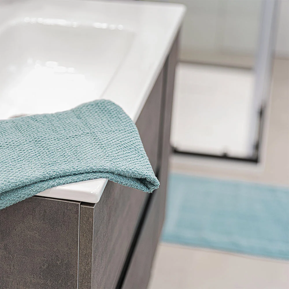 Asciugamani ospite per bagno 55x100 cm verde acqua in cotone 100% - Image 5