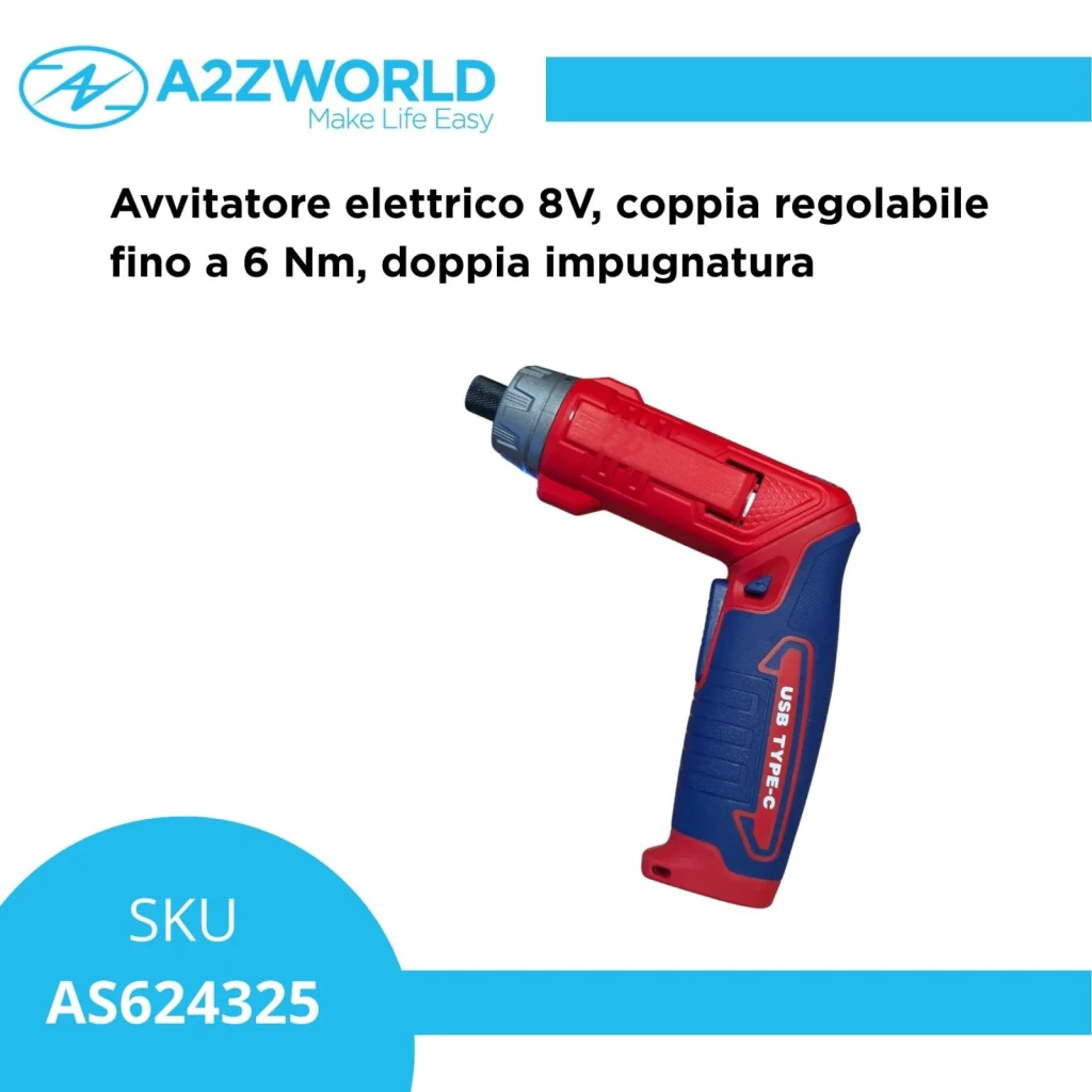Avvitatore elettrico 8V, coppia regolabile fino a 6 Nm, doppia impugnatura - Image 2