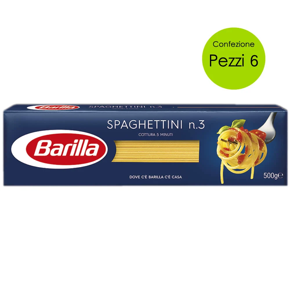 Barilla spaghettini n 3 pasta italiana multipack 6 pezzi da grammi 500