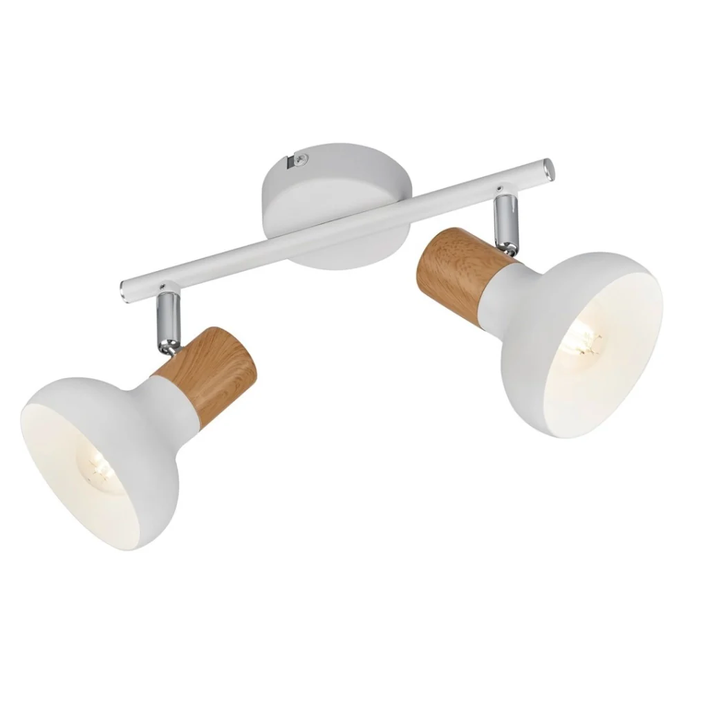 BARRA 2 SPOT LATIKA E14 30CM BIANCO / LEGNO.
