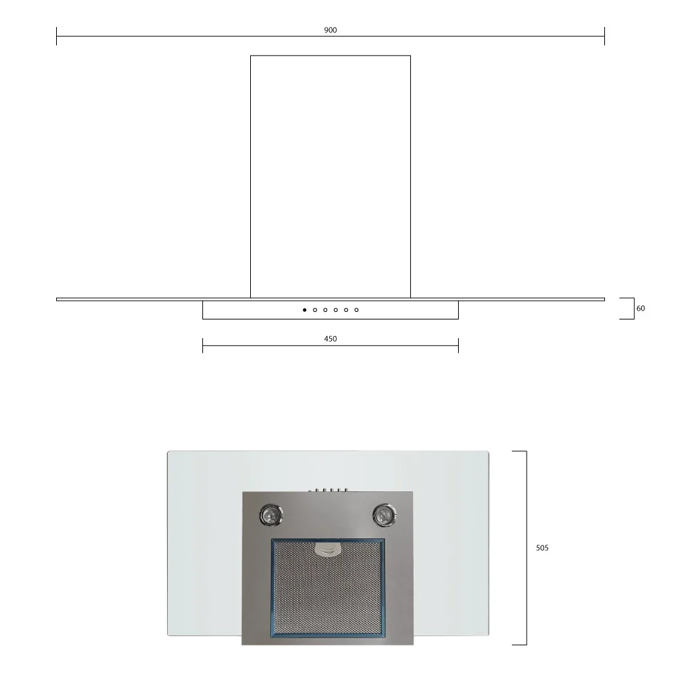 Barriviera Cappa Diamante 90 cm. 3 livelli di velocità piano in vetro classe C - Image 3