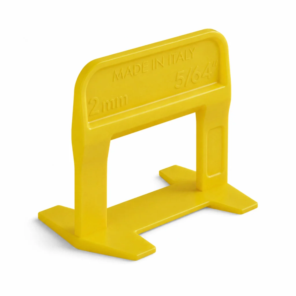 BASE LIVELLANTE CON FERITOIA PER CUNEO 'RLS EVO' H. mm 12 - fuga 2,0 mm - cf. 250 pz - col.giallo  - RAIMONDI