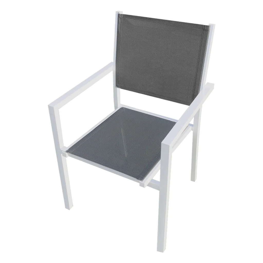BERGAMOSet di mobili da giardino in textilene grigio 4 posti - alluminio bianco - Image 4