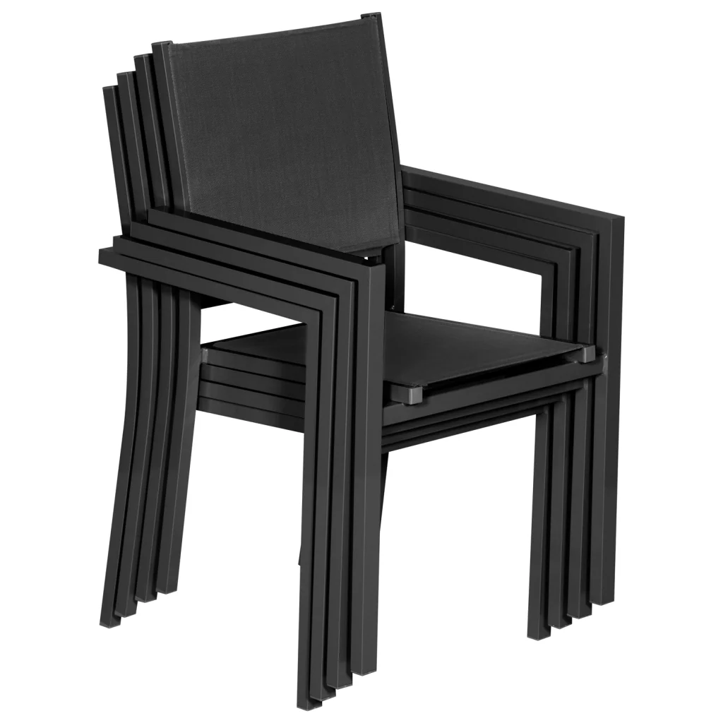 BERGAMOSet di mobili da giardino in textilene grigio 6 posti - alluminio antracite - Image 5