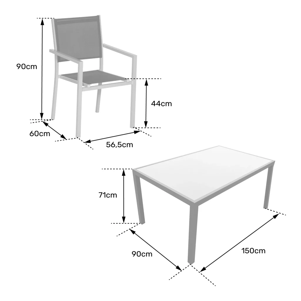 BERGAMOSet di mobili da giardino in textilene nero 6 posti - alluminio grigio - Image 5